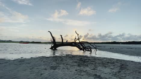 Gezeitenbecken-Der-Insel-Während-Des-Sonnenuntergangs-An-Der-Küste