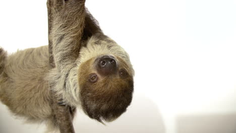 Upside-down-sloth-on-white-background-with-negative-space