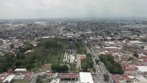 View-of-reailroads-in-dowtown-Puebla-in-Mexico