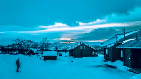 Time-Lapse-of-a-town-in-Tromso-Lapland-Northern-Norway