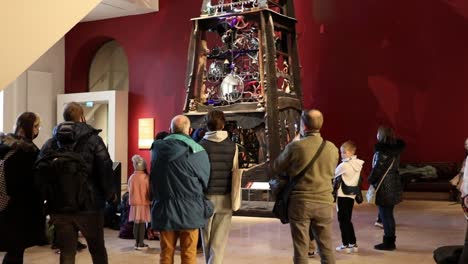 Crowd-Watching-the-Millennium-Clock-Tower-Chime-At-the-National-Museum-of-Scotland