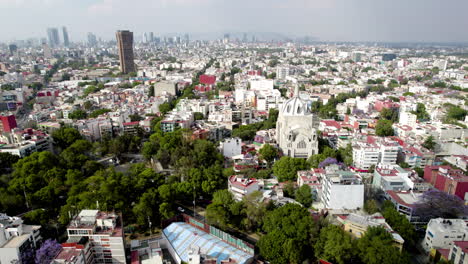 frontal-drone-shot-of-main-church-at-south-mexico-city
