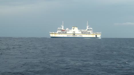 White-rusty-ferry-of-Gozo-Channel-Line-company-sailing-around-Maltese-islands