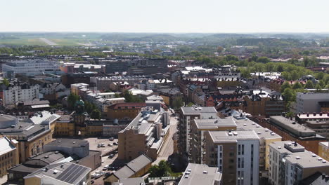 Aerial-view-of-Norrkoping-industrial-city-in-Sweden,-Europe