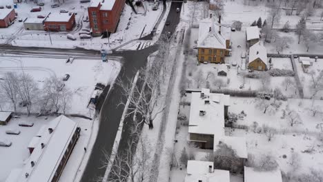 Drone-shot-of-Riia-street-on-during-consturction-of-new-bridge-in-winter-under-the-railroad