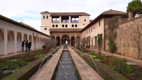 Locked-off-view-inside-Winter-Gardens-of-Alhambra-in-Granada