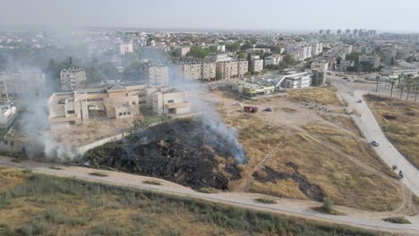 Field-At-Fire-At-Southern-District-Israel-City,-Netivot