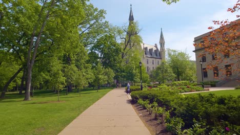 POV:-Student-on-a-Walk-Around-Northwestern-University-College-Campus-with-Beautiful-Scenery