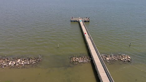 Aerial-shot-of-fishing-pier-and-breakwater