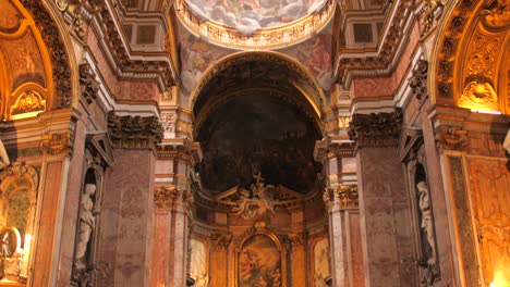 Tilt-Up-Through-Interior-Nave-Of-San-Camillo-de-Lellis-Church-On-Rome,-Italy