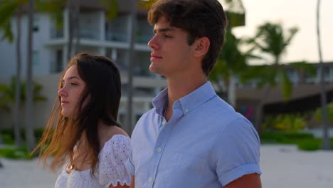 Close-up-of-teen-boy-and-girl-on-date-at-Caribbean-Resort