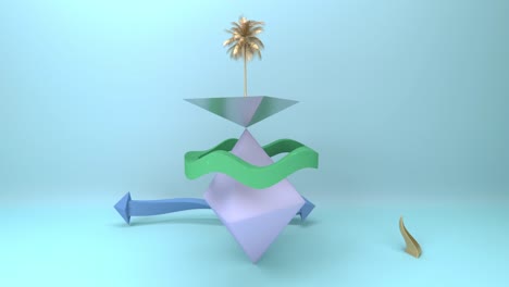 Abstract-Golden-Palm-3D-Animation-Scene
