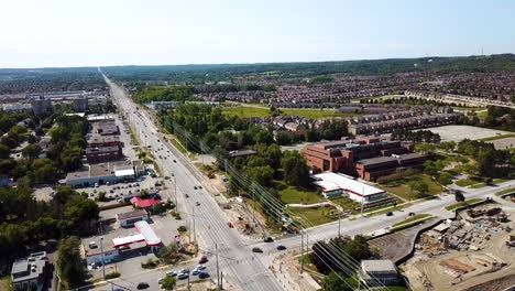 Cinematic-drone-shot-of-a-sprawling-city-street