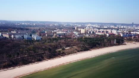 Bay-of-gdansk-aerial,-city-aerial-panorama-from-the-sea-side