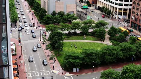 View-of-the-Rose-Kennedy-Greenway-and-traffic-in-the-financial-center-of-downtown-Boston