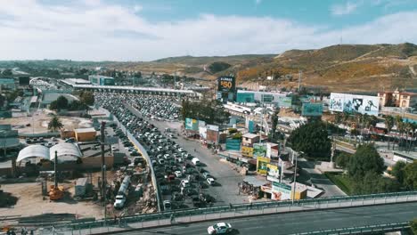 Aerial-shot-at-the-border-crossing-of-Mexico-and-the-United-States-of-America-in-Tijuana
