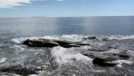 Rocky-Maine-Coastline-with-violent-surf-in-4K