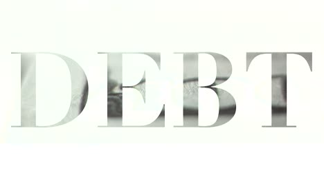 Debttext-with-counting-cash-inside-letters,-retro