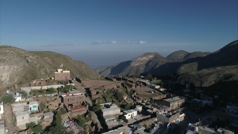 Aerial-shot-of-the-ghost-town-Real-de-Catorce,-San-Luis-Potosi-Mexico