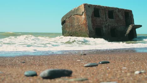 Old-war-bunker-shot,-Baltic-sea