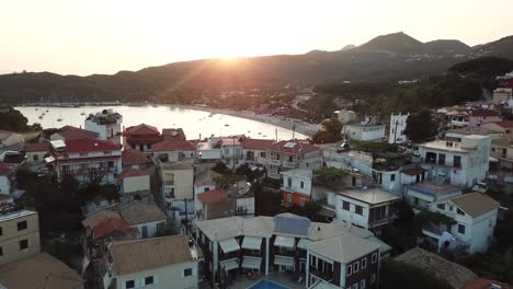 Aerial-shot-of-Parga-City-revealing-the-beach-behind