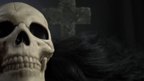 Human-skull-on-creepy-background-zoom-shot