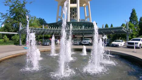 Howard-Wright-Memorial-Fountain-located-at-the-entrance-of-the-Space-Needle-in-Seattle-Washington,-USA
