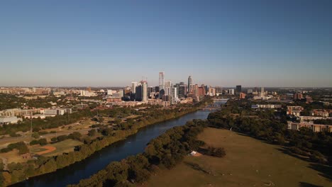 Drone-over-Zilker-Park-and-the-Colorado-River-with-the-Austin-City-Skyline
