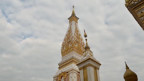 Footage-of-Wat-Phra-That-Phanom,-Famous-Buddhist-Temple,-Landmark-of-Nakhon-Panom-Province,-Thailand