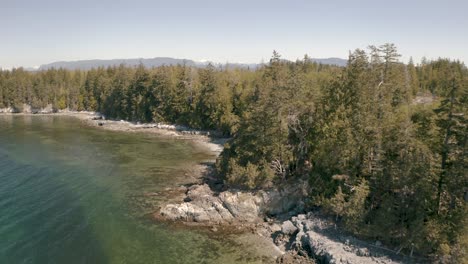 Aerial-Drone-view-of-the-Pacific-Ocean-Coast,-Texada-Island-British-Columbia-Canada-Oceanfront