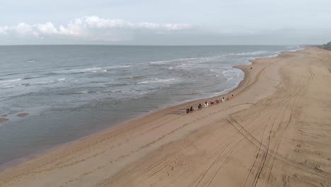 Horse-Riding-At-The-Sandy-Shore-Of-North-Sea-Beach-In-The-Netherlands-Near-Katwijk