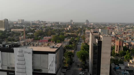 Aerial-View-Over-Lahore-City-In-Pakistan-With-Office-Block-In-View