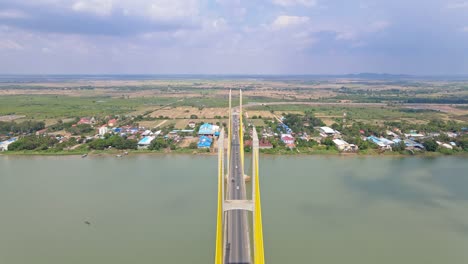 Aerial-flyover-Tsubasa-Bridge-over-Mekong-River