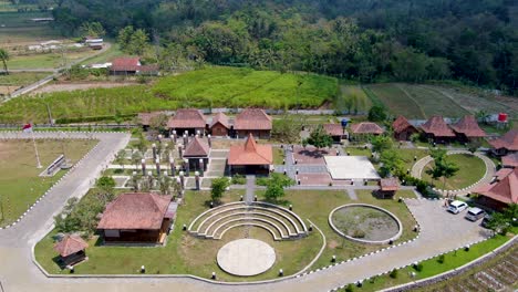 Aerial-view-of-Balkondes-Ngadiharjo-tourist-attraction-in-Magelang,-Indonesia