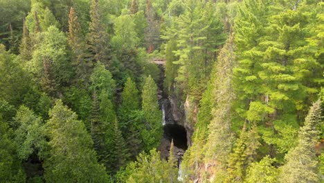 Fly-over-two-beautiful-waterfalls-in-Minnesota-north-shore-caribou-falls