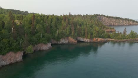 Aerial-view-of-Tettegouche-state-park-during-summer-months-in-Minnesota-North-Shore,-travel