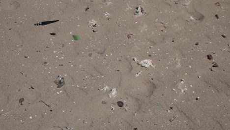 Sand-dunes-full-of-plastic-bags-and-bottles,-scattered-household-waste
