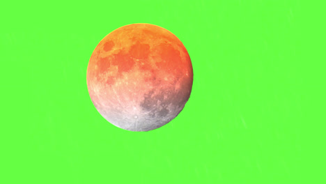 Space-And-Science,-Large-Full-Moon-Rising-On-Green-Screen-Background