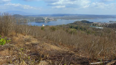 First-person-view-of-Maggiore-lake-from-Motta-Grande-panoramic-viewpoint-in-Arona