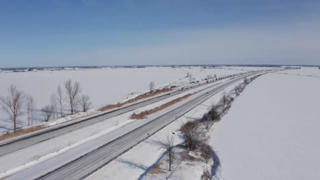 Aerial-of-freedom-convoy-coming-from-Canada's-east-coast-on-hwy417-Transcanada