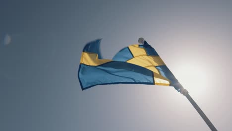 Schwedische-Flagge-Im-Wind-In-Zeitlupe