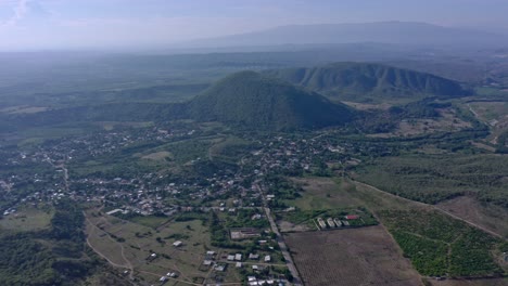Panoramic-View-of-Las-Yayas-de-Viajama-Town-in-Dominican-Republic---aerial-drone-shot