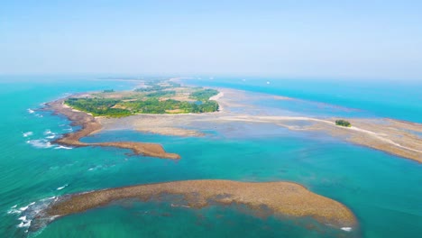 Aerial-drone-shot-view-of-a-small-tropical-island-in-Bangladesh