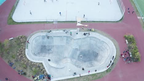 A-close-up-view-of-a-skateboarding-park-captured-from-the-air