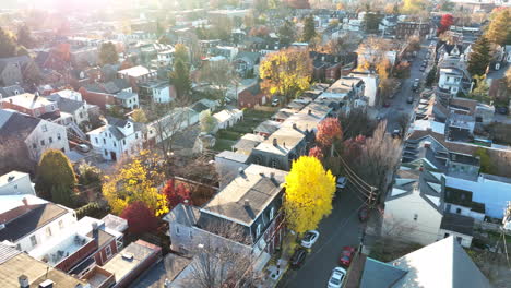 Aerial-establishing-shot-of-urban-city-residential-housing-district
