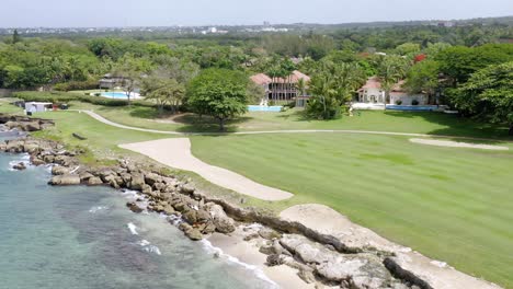 Luxurious-Golf-Course-Field-Of-Casa-de-Ocampo-In-La-Romana,-Dominican-Republic