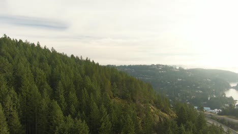 panoramic-view-of-Sea-to-Sky-Highway-in-Horseshoe-Bay-during-a-sunny-winter-sunset