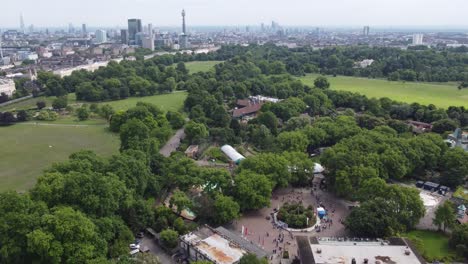 Londoner-Zoo-Im-Regents-Park,-Großbritannien,-Drohnen-Luftaufnahme