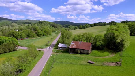 high-aerial-over-old-barn-near-mountain-city-tennessee