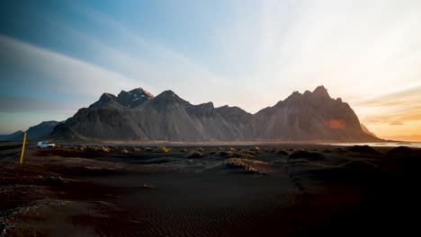 Timelapse-Stokksnes-black-beach-in-South-East-Iceland